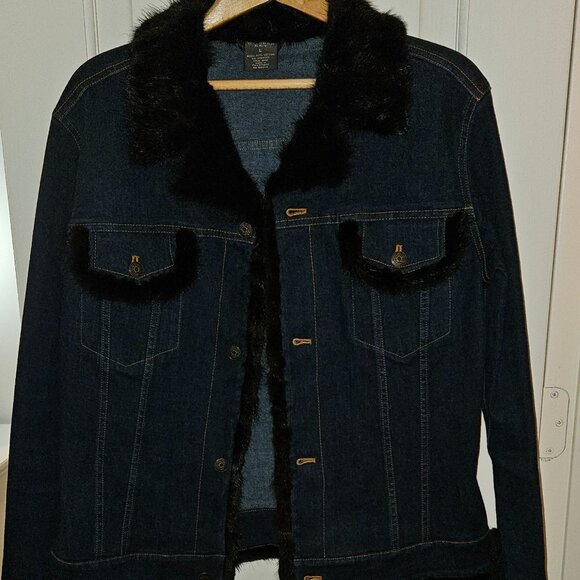 Copper Key Mink trimmed Jean Jacket - Picture 1 of 5